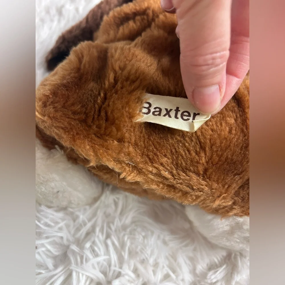 Russ Brown and Cream Plush Baxter Puppy Dog Stuffed Animal Puppet Vintage